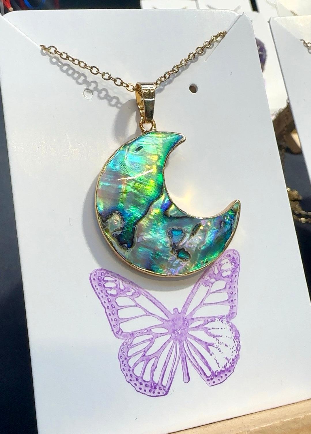 Large Abalone Shell Moon Necklace