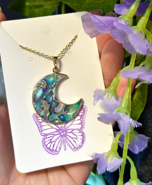 Large Abalone Shell Moon Necklace